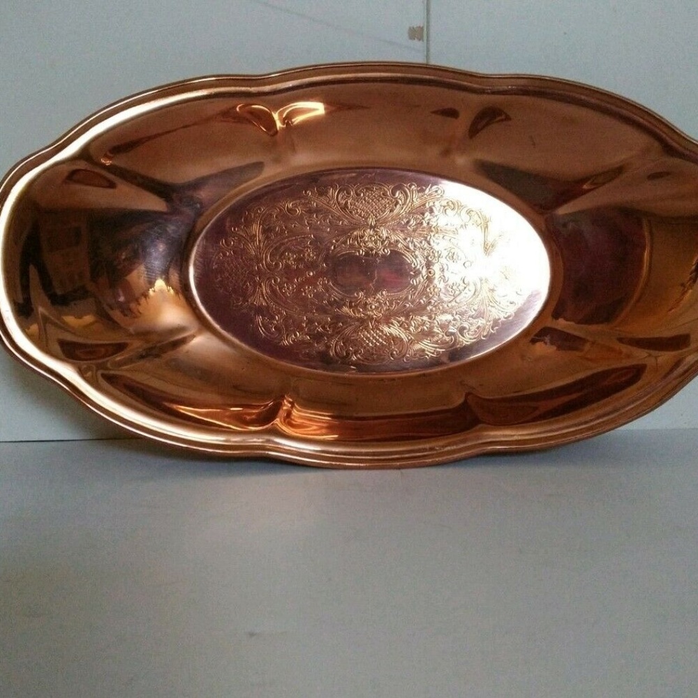 Vintage Coppercraft Guild Taunton Mass Oval Etched